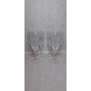 SET OF 6 CRISTAL D'ARQUES-DURAND ANTIQUE CLEAR KNOB STEM CHAMPAGNE FLUTES GLASS